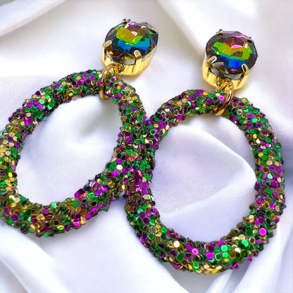 Sparkle and Shine: Dazzling Mardi Gras Dangle Earrings in Royal Colors! - Rhythms of Grace Creative