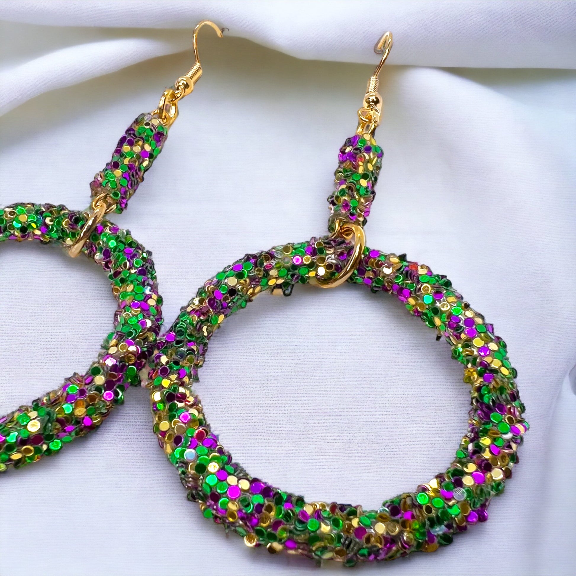 Sparkle and Shine: Dazzling Mardi Gras Dangle Earrings in Royal Colors! - Rhythms of Grace Creative