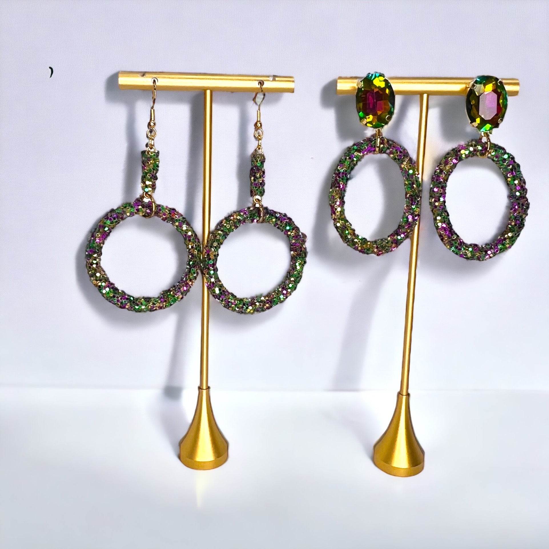 Sparkle and Shine: Dazzling Mardi Gras Dangle Earrings in Royal Colors! - Rhythms of Grace Creative