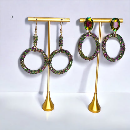 Sparkle and Shine: Dazzling Mardi Gras Dangle Earrings in Royal Colors! - Rhythms of Grace Creative