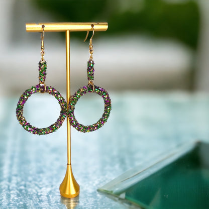 Sparkle and Shine: Dazzling Mardi Gras Dangle Earrings in Royal Colors! - Rhythms of Grace Creative
