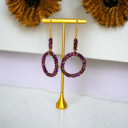 Sparkle in Splendor: Purple Gold Glitter Earrings ✨