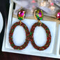 Sparkle & Sleigh: Red & Green Glitter Christmas Dangle Earrings - Rhythms of Grace Creative