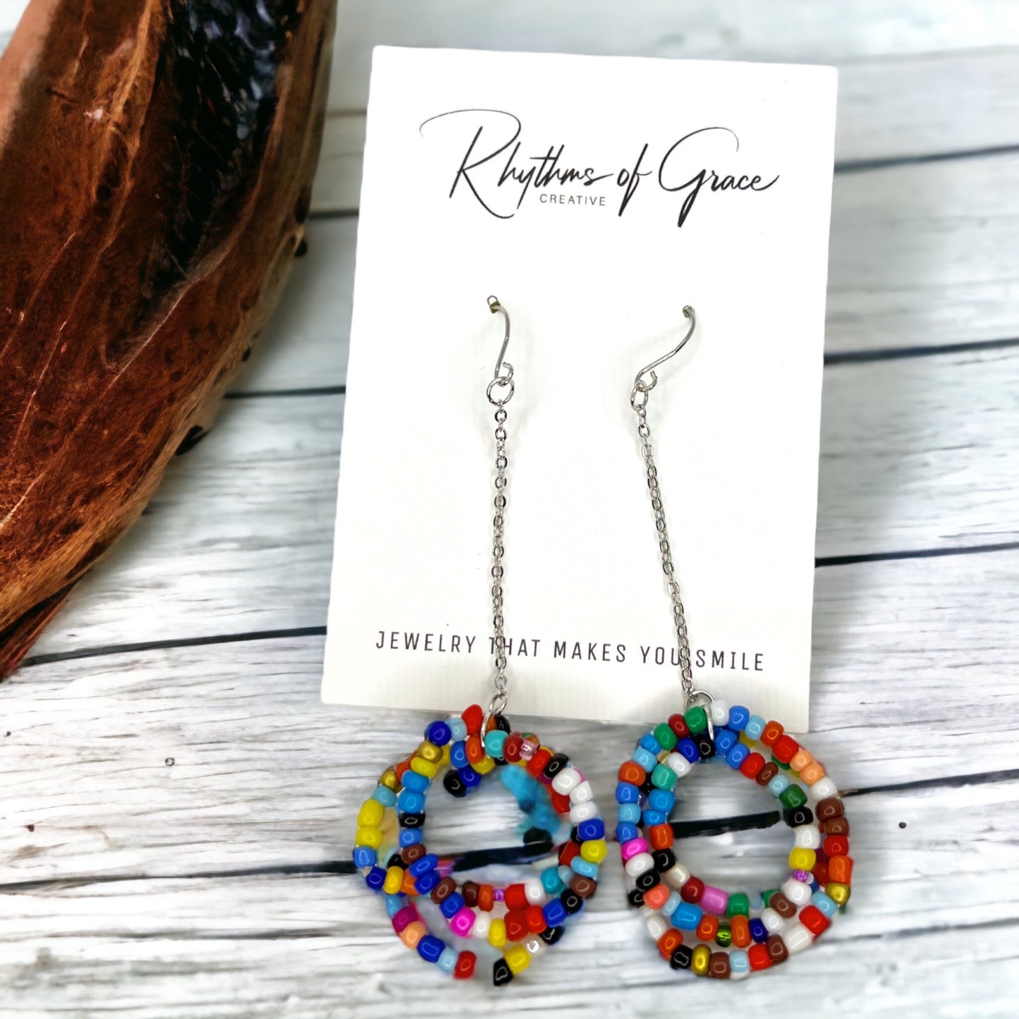 Boho Beaded Earrings - Bead Earrings, Boho Earrings, Bohemian Style, Rainbow Earrings, Beaded Accessories, Handmade Jewelry - Rhythms of Grace Creative