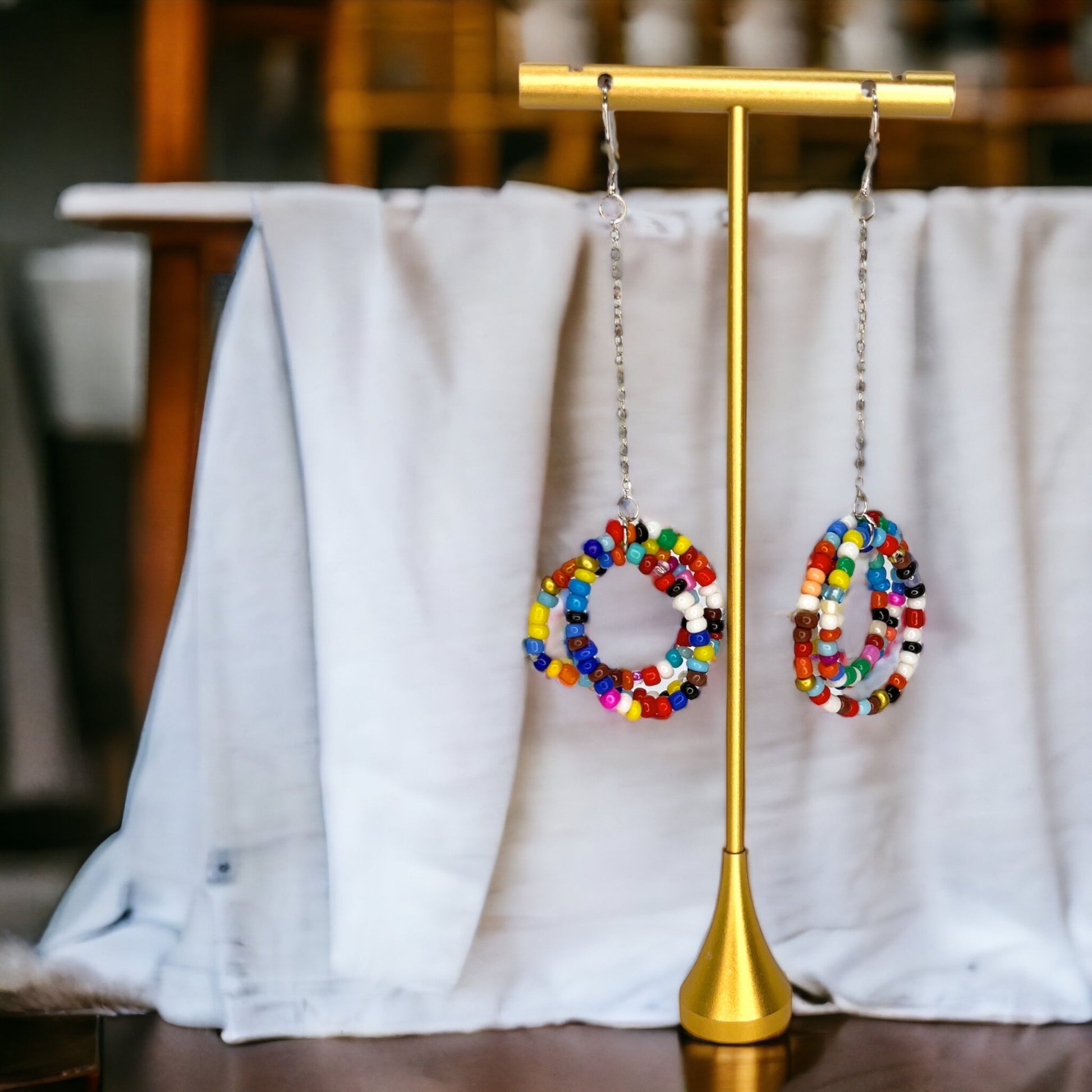 Boho Beaded Earrings - Bead Earrings, Boho Earrings, Bohemian Style, Rainbow Earrings, Beaded Accessories, Handmade Jewelry - Rhythms of Grace Creative