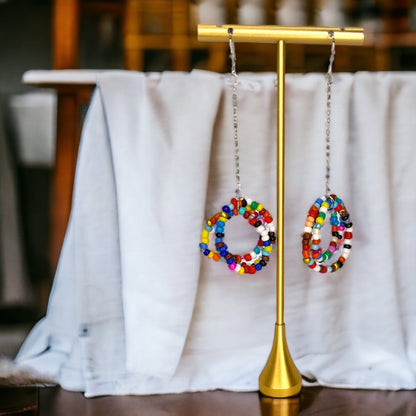 Boho Beaded Earrings - Bead Earrings, Boho Earrings, Bohemian Style, Rainbow Earrings, Beaded Accessories, Handmade Jewelry - Rhythms of Grace Creative