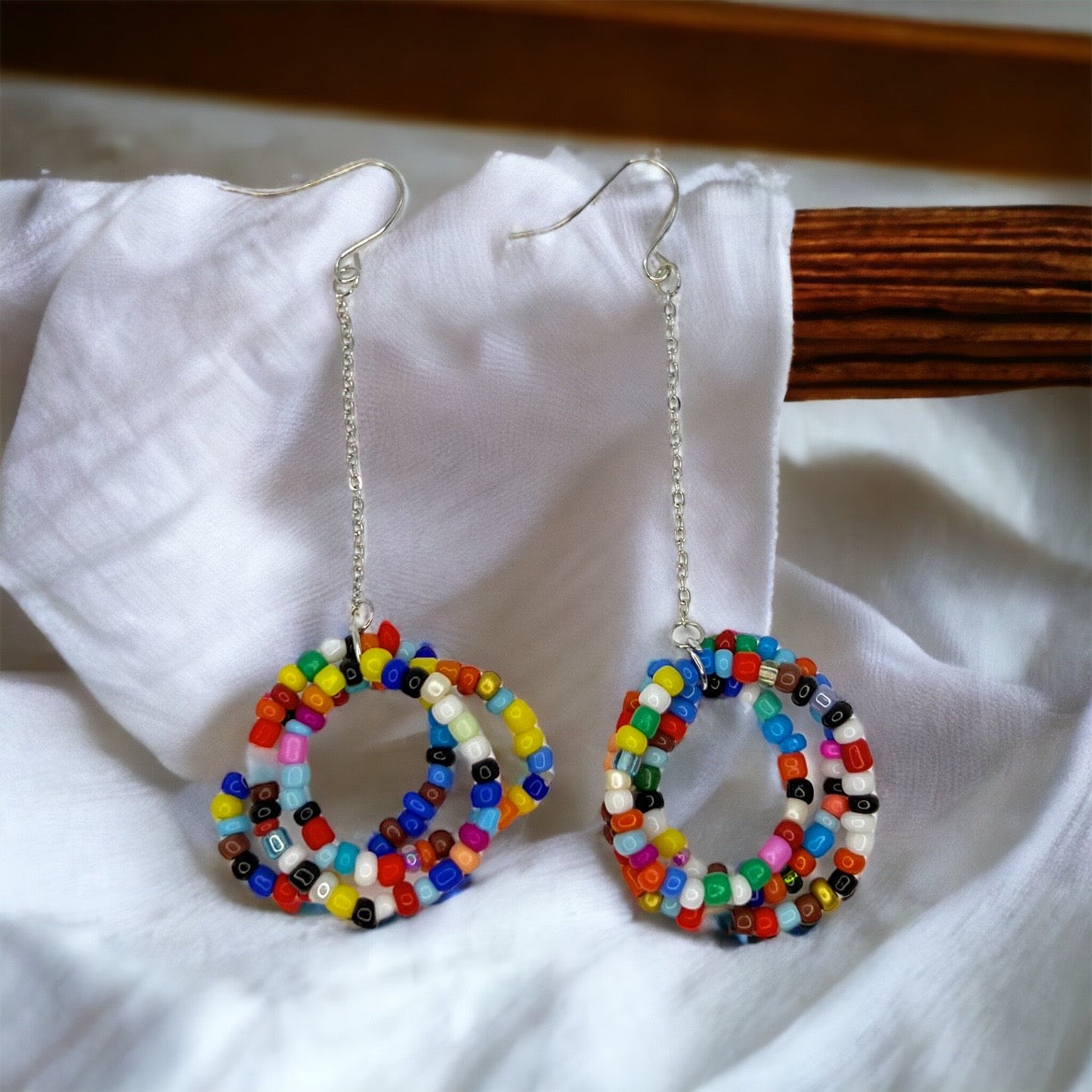 Boho Beaded Earrings - Bead Earrings, Boho Earrings, Bohemian Style, Rainbow Earrings, Beaded Accessories, Handmade Jewelry - Rhythms of Grace Creative