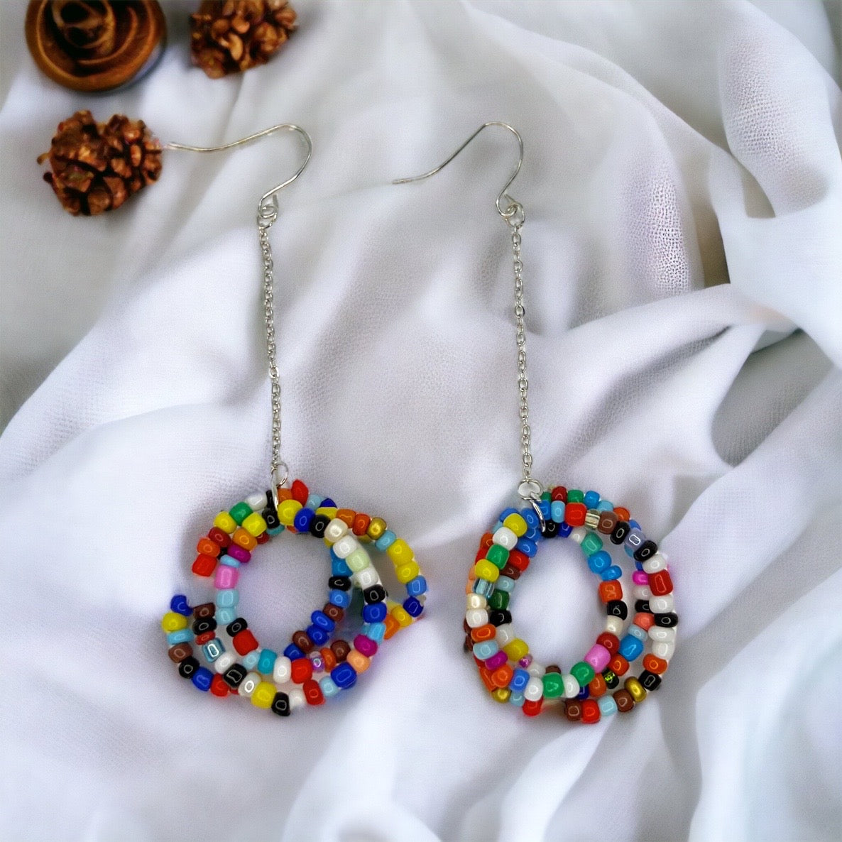Boho Beaded Earrings - Bead Earrings, Boho Earrings, Bohemian Style, Rainbow Earrings, Beaded Accessories, Handmade Jewelry - Rhythms of Grace Creative