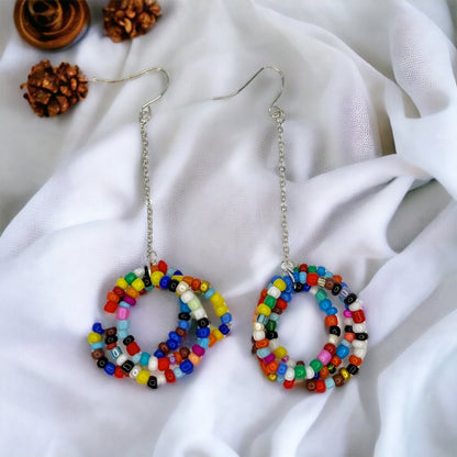 Boho Beaded Earrings - Bead Earrings, Boho Earrings, Bohemian Style, Rainbow Earrings, Beaded Accessories, Handmade Jewelry - Rhythms of Grace Creative