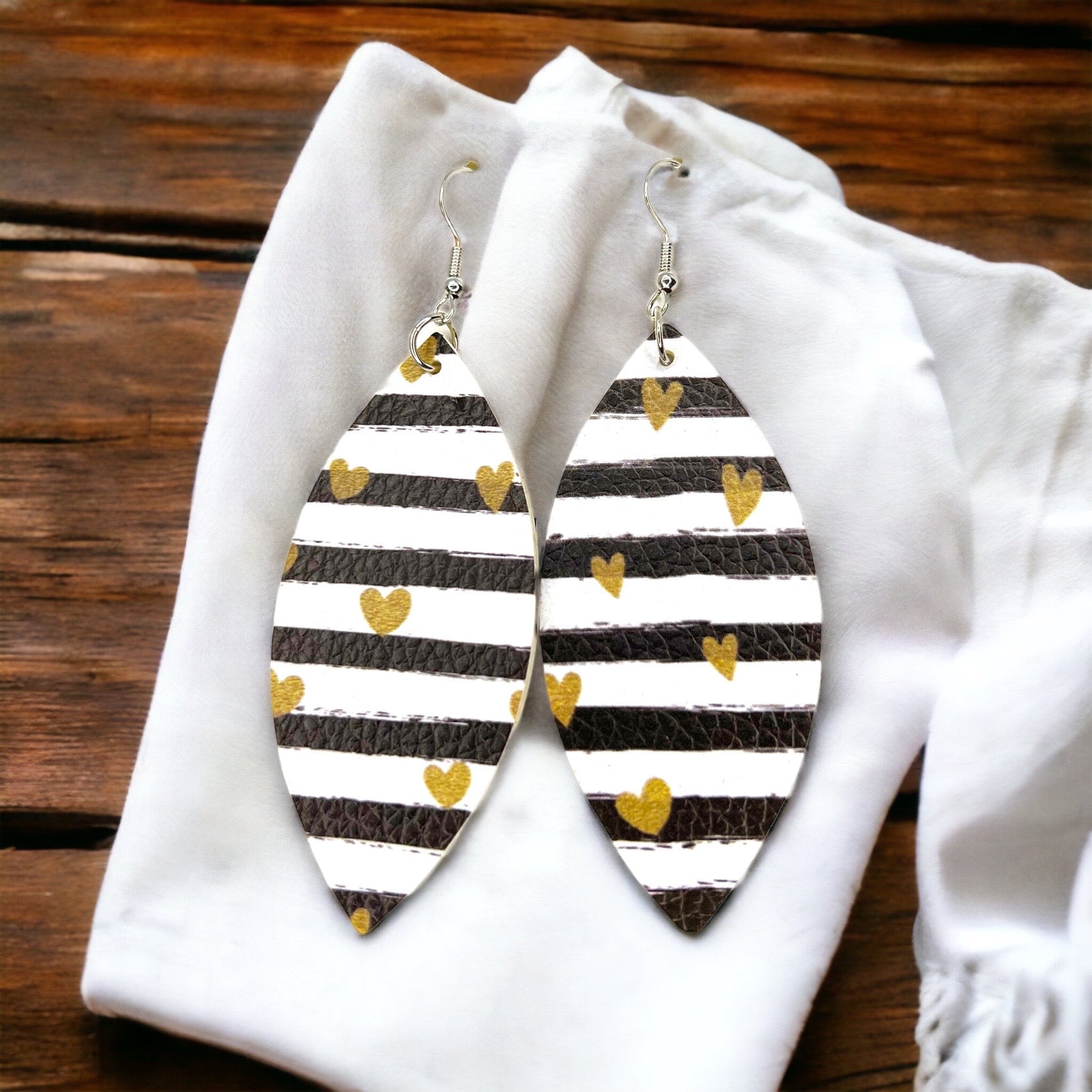 Bold Stripes & Golden Hearts – Chic Dangle Earrings That Turn Heads - Rhythms of Grace Creative