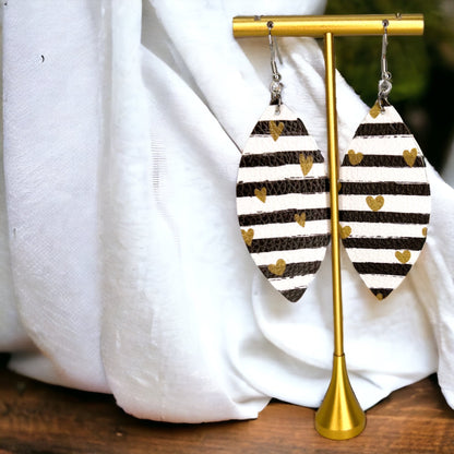 Bold Stripes & Golden Hearts – Chic Dangle Earrings That Turn Heads - Rhythms of Grace Creative