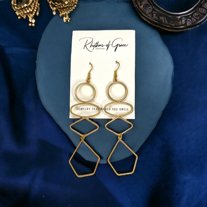 Gold Drop Earrings - Dangle Earrings, Boho Chic, Bohemian Earrings, Gold Dangle - Rhythms of Grace Creative