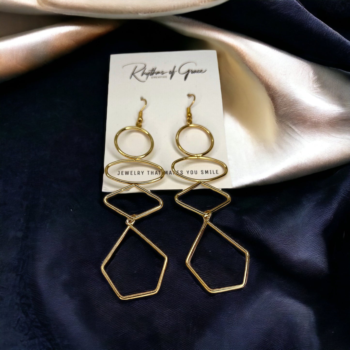 Gold Drop Earrings - Dangle Earrings, Boho Chic, Bohemian Earrings, Gold Dangle - Rhythms of Grace Creative