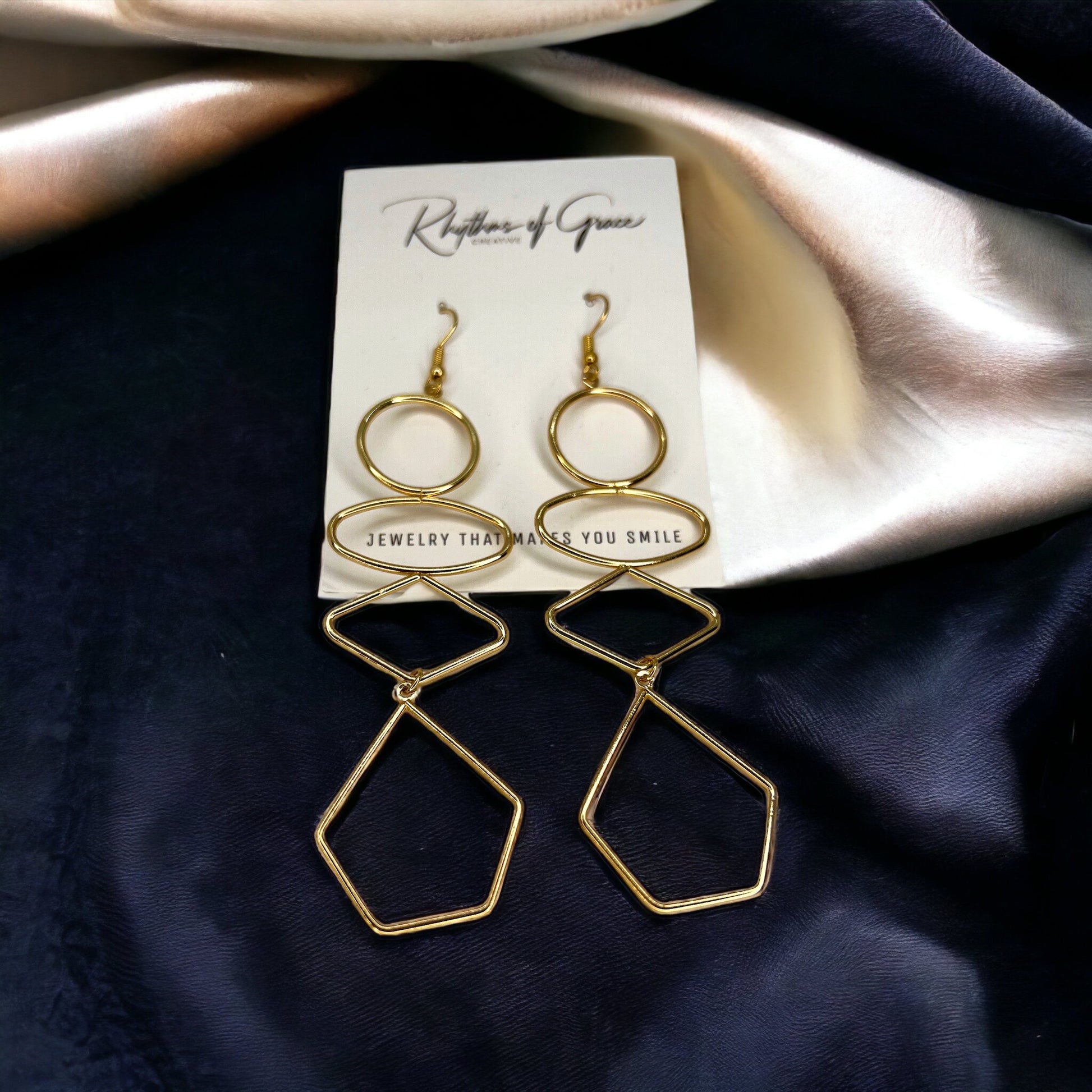Gold Drop Earrings - Dangle Earrings, Boho Chic, Bohemian Earrings, Gold Dangle - Rhythms of Grace Creative