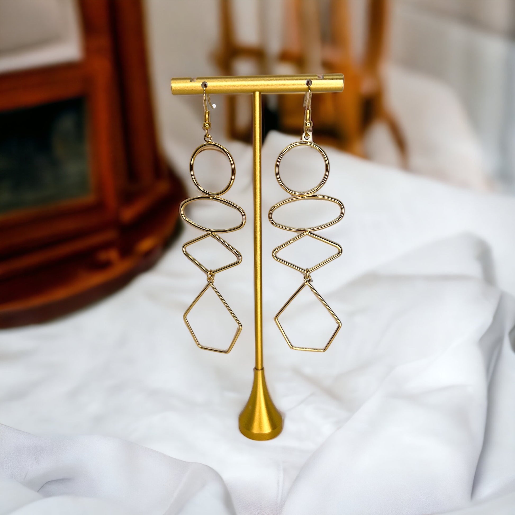 Gold Drop Earrings - Dangle Earrings, Boho Chic, Bohemian Earrings, Gold Dangle - Rhythms of Grace Creative
