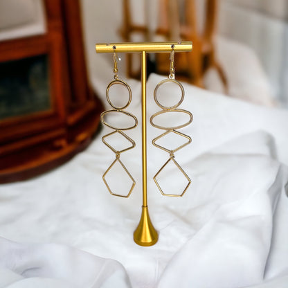 Gold Drop Earrings - Dangle Earrings, Boho Chic, Bohemian Earrings, Gold Dangle - Rhythms of Grace Creative