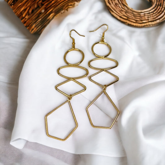 Gold Drop Earrings - Dangle Earrings, Boho Chic, Bohemian Earrings, Gold Dangle - Rhythms of Grace Creative