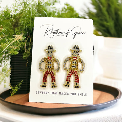 Rhinestone Cowboy Earrings - Rhinestone Earrings, Rodeo Queen, Western Style, Cowgirl Earrings - Rhythms of Grace Creative