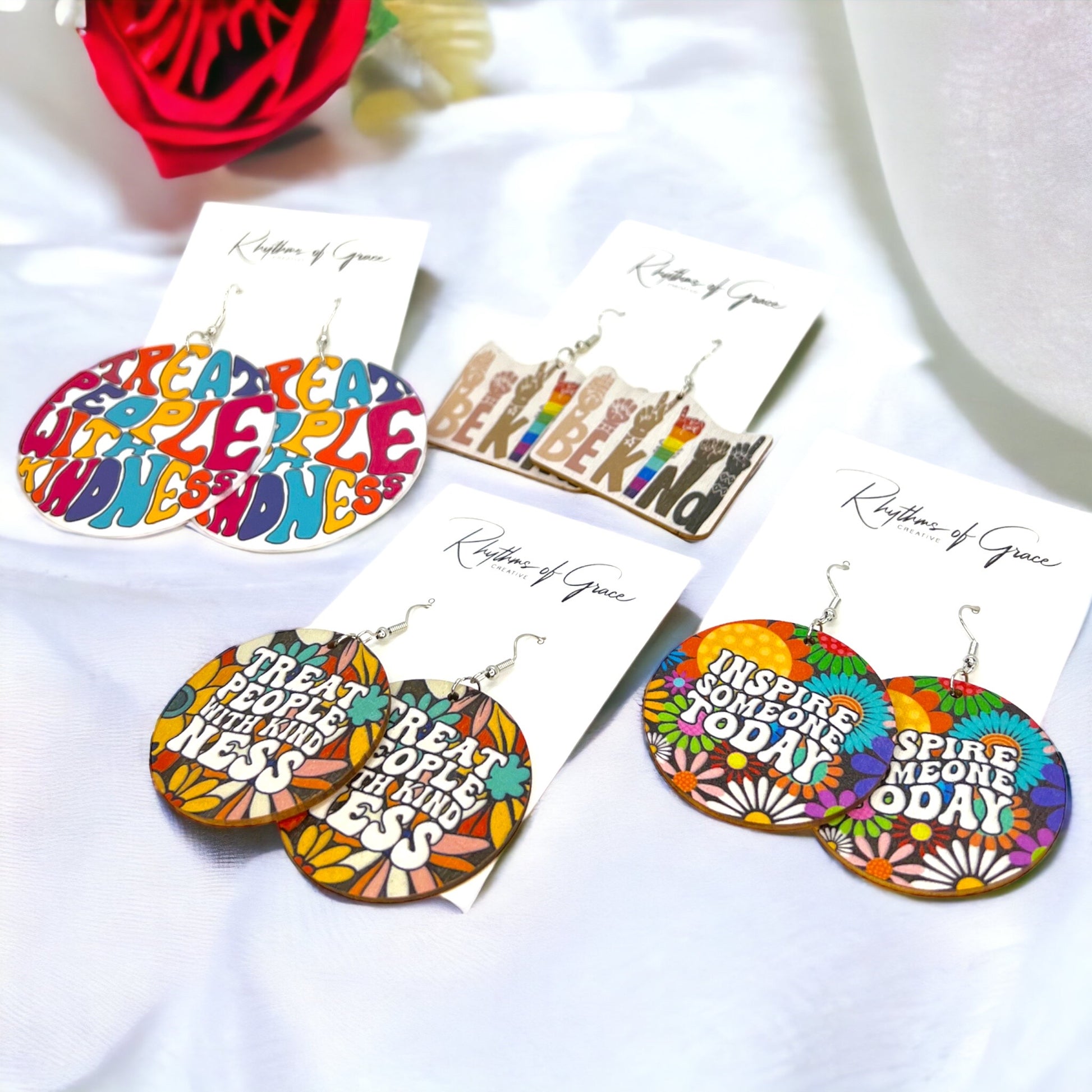 Kindness Earrings Collection: Spread Love & Positivity! 🌈 - Rhythms of Grace Creative