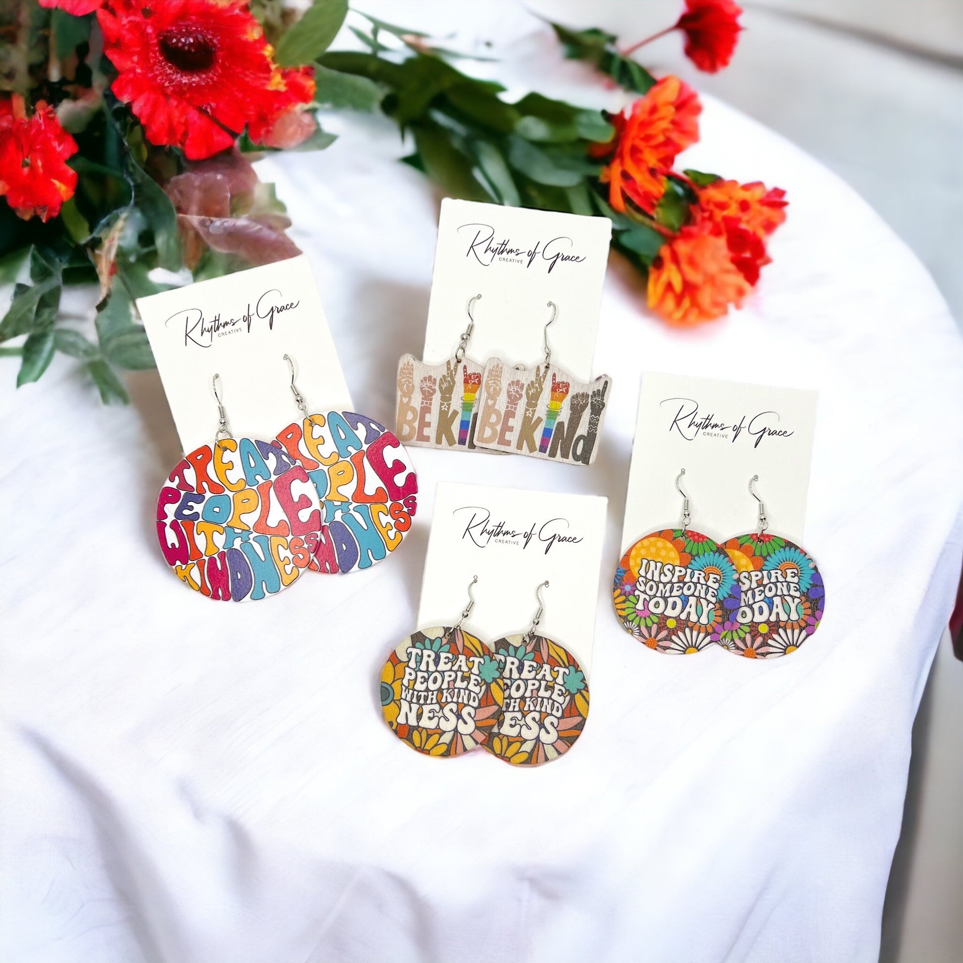 Kindness Earrings Collection: Spread Love & Positivity! 🌈 - Rhythms of Grace Creative