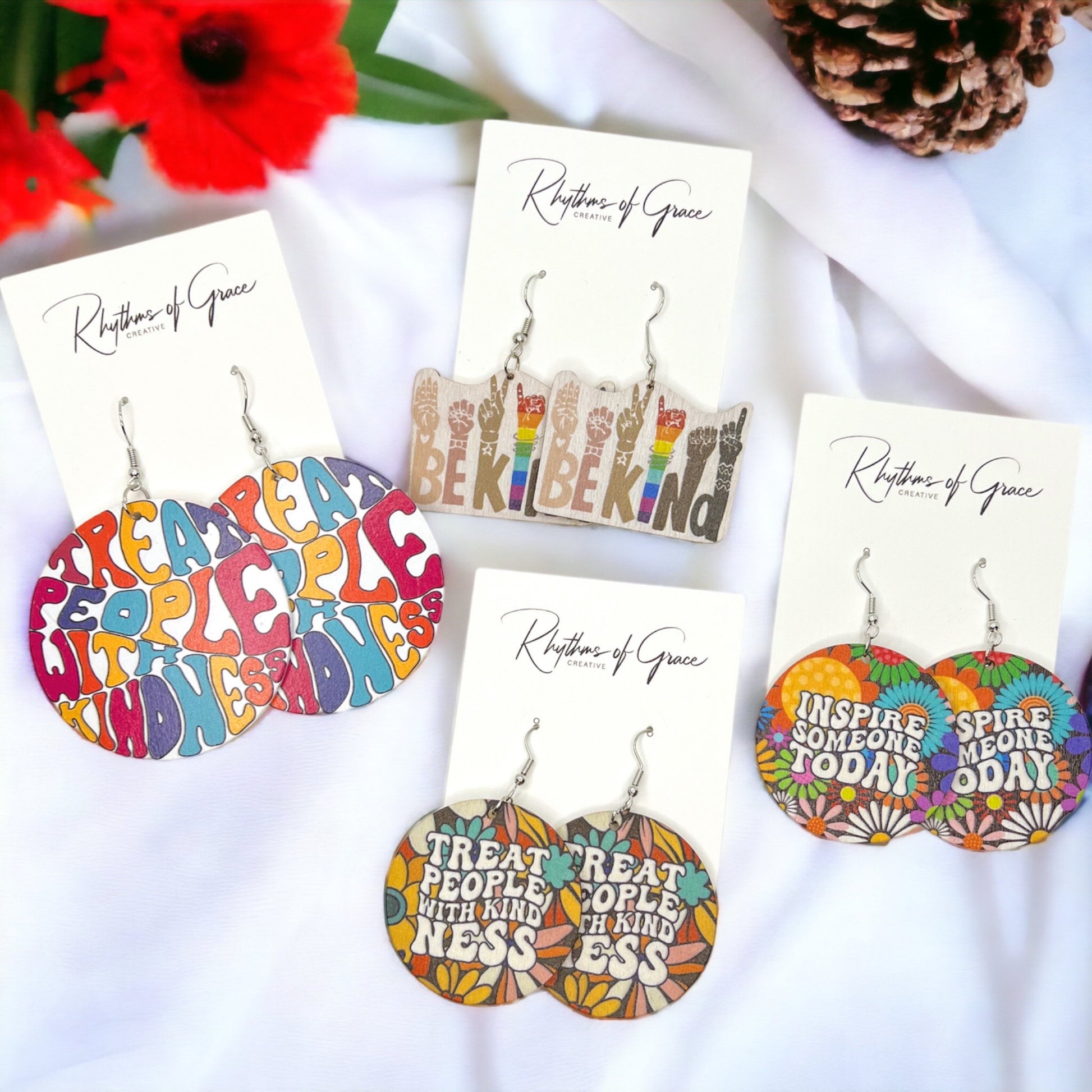 Kindness Earrings Collection: Spread Love & Positivity! 🌈 - Rhythms of Grace Creative