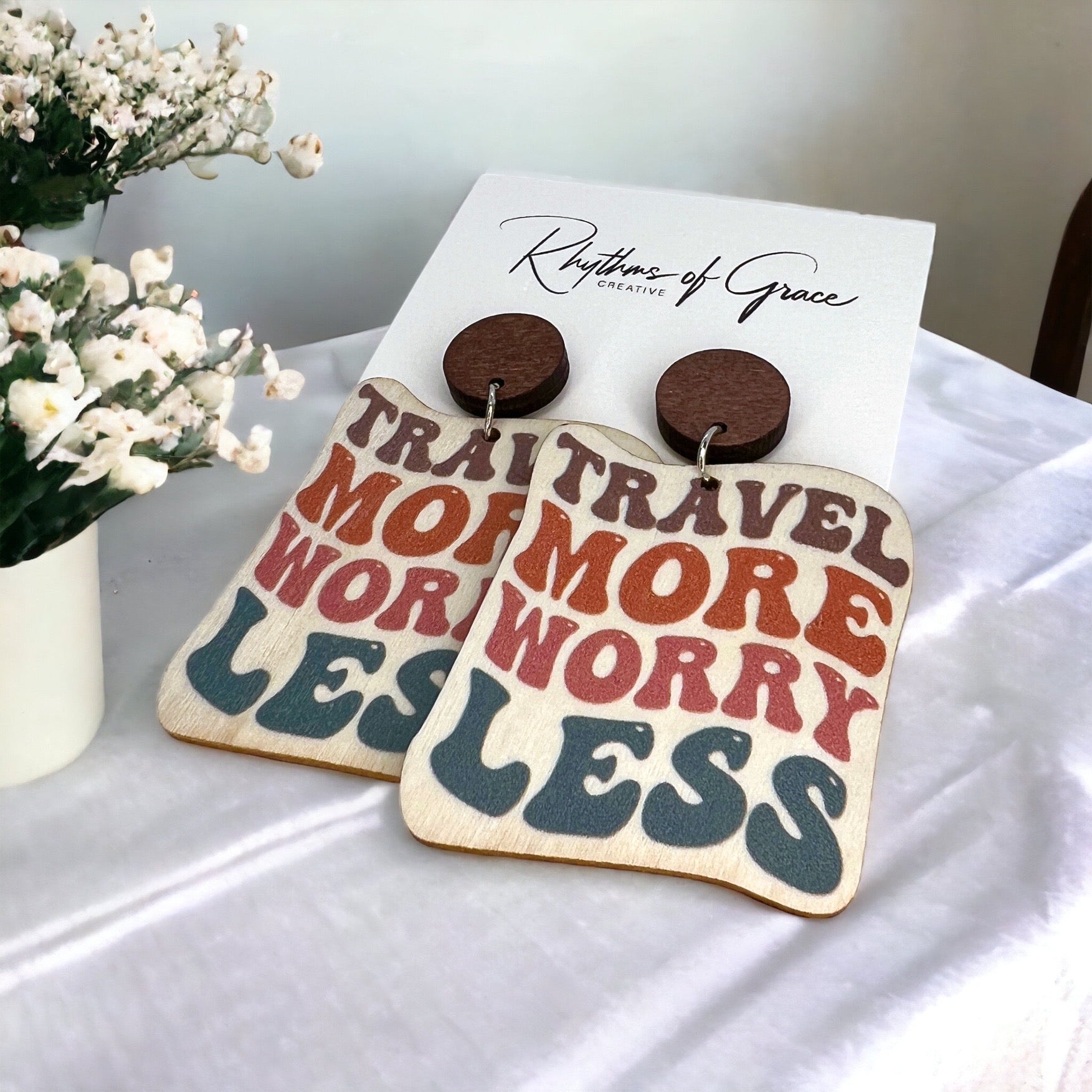 Adventure Awaits – ‘Travel More Worry Less’ Earrings - Rhythms of Grace Creative