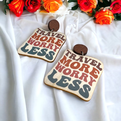 Adventure Awaits – ‘Travel More Worry Less’ Earrings - Rhythms of Grace Creative