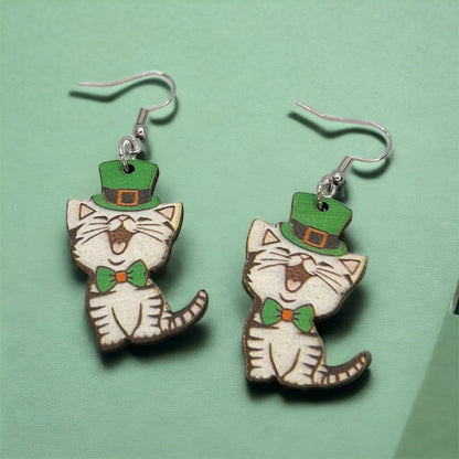 Lucky Cat Earrings - Purr-fectly Festive for St. Patrick's Day! 🍀 - Rhythms of Grace Creative