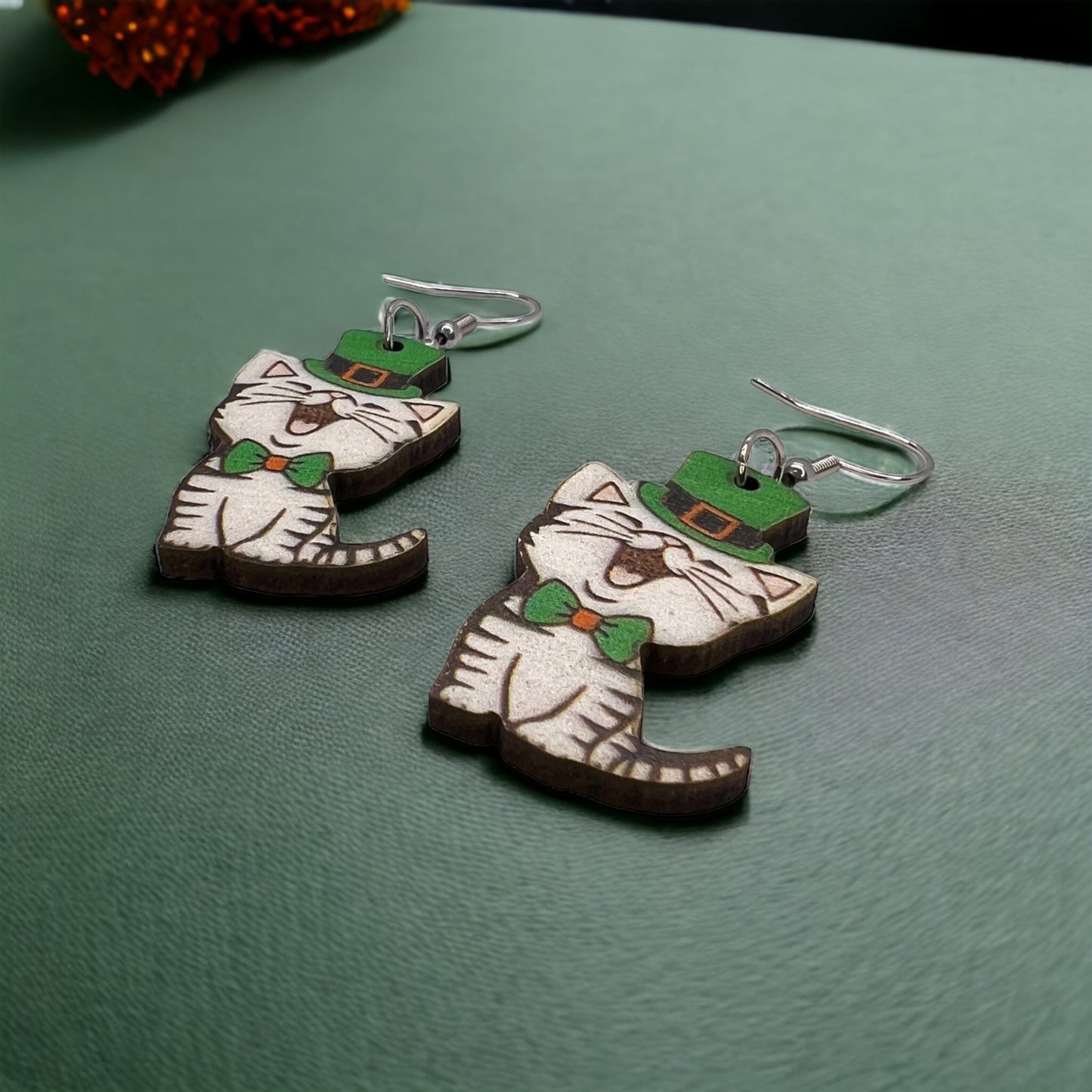Lucky Cat Earrings - Purr-fectly Festive for St. Patrick's Day! 🍀 - Rhythms of Grace Creative