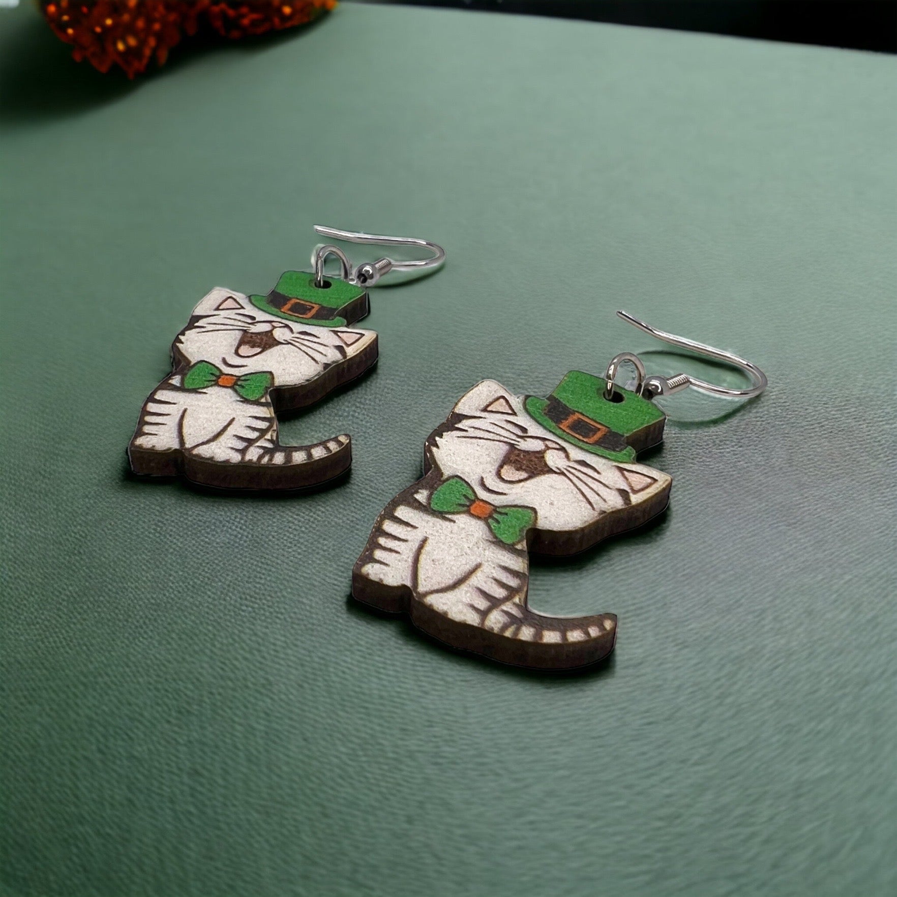 Lucky Cat Earrings - Purr-fectly Festive for St. Patrick's Day! 🍀 - Rhythms of Grace Creative