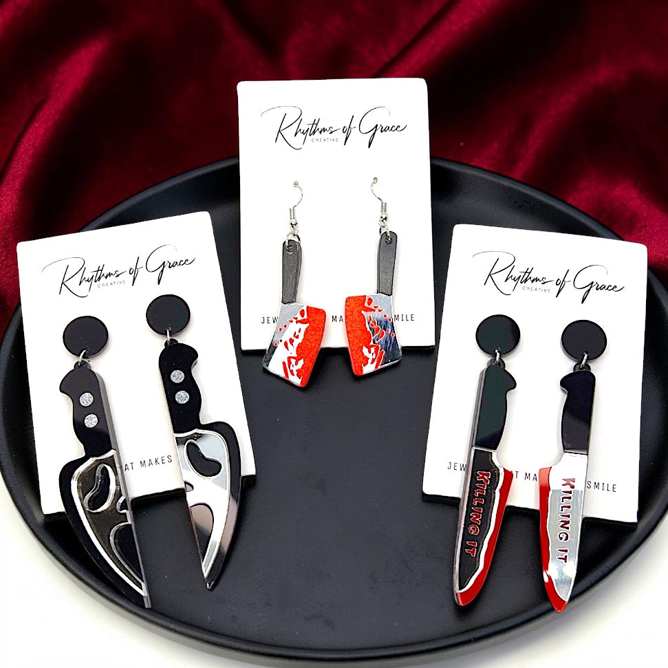 Slice Into Style: True Crime Halloween Earrings Collection!