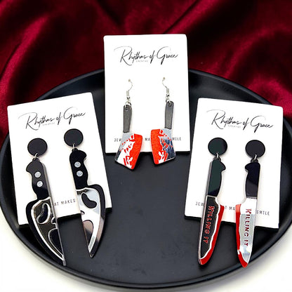Slice Into Style: True Crime Halloween Earrings Collection!