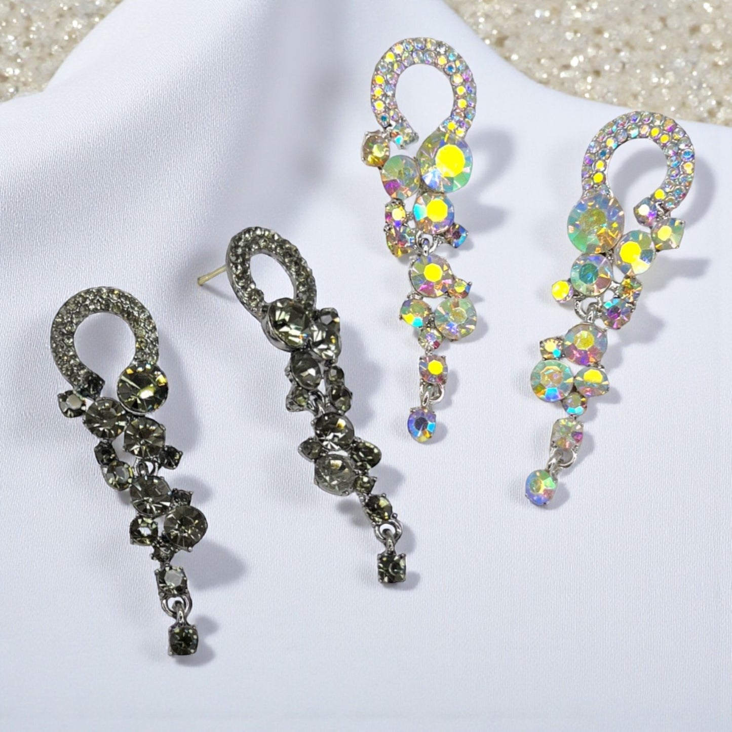 Sparkle & Shine Rhinestone Drop Earrings – Crystal & Black Glam