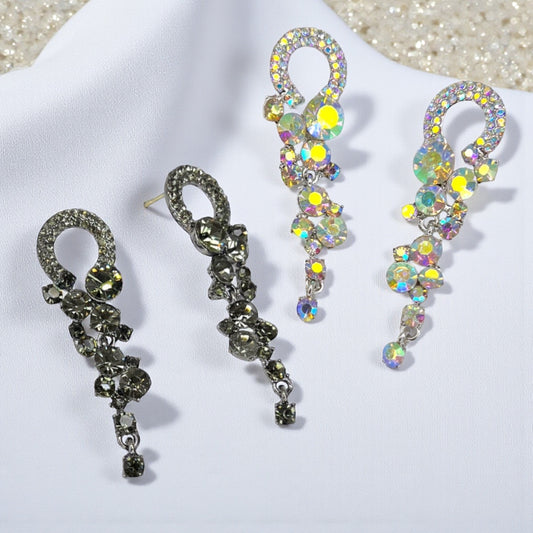 Sparkle & Shine Rhinestone Drop Earrings – Crystal & Black Glam