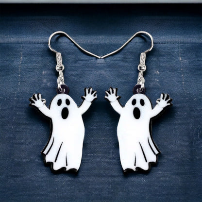 Ghost Earrings - Halloween Earrings, Ghost Jewelry, Halloween Jewelry, Halloween Earrings, Ghost Costume, Trick or Treat - Rhythms of Grace Creative