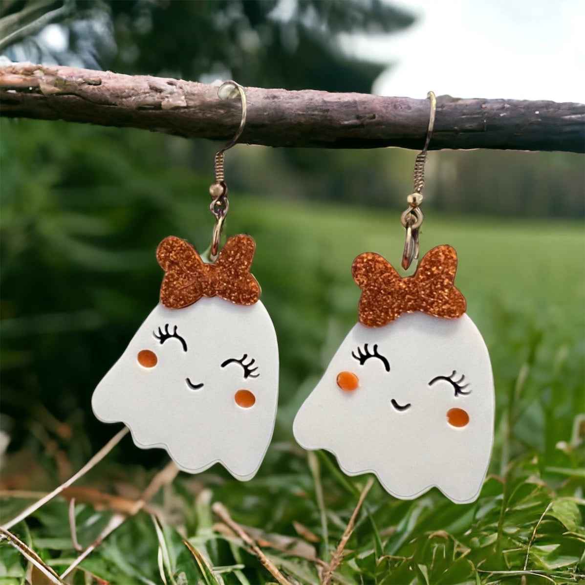 Halloween Ghost Earrings - Halloween Earrings, Ghost Jewelry, Halloween Jewelry, Cute Halloween Earrings, Pumpkin Earrings, Trick or Treat