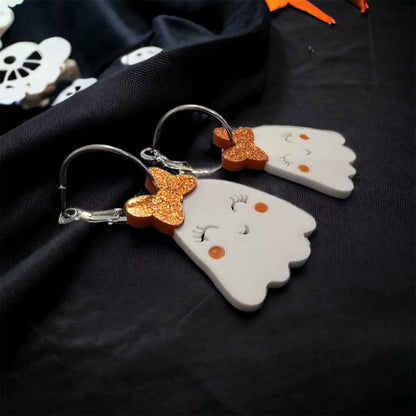 Halloween Ghost Earrings - Halloween Earrings, Ghost Jewelry, Halloween Jewelry, Cute Halloween Earrings, Pumpkin Earrings, Trick or Treat