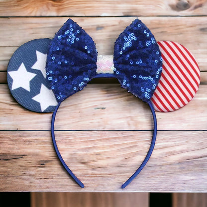 Patriotic Mouse Ears - Red White & Blue, Stars and Stripes - 6 Styles