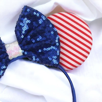 Patriotic Mouse Ears - Red White & Blue, Stars and Stripes - 6 Styles