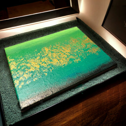 "Golden Horizon" – Original Abstract Acrylic Painting I 8x10 Canvas