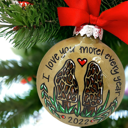 Morel Mushroom Christmas Ornament: "I Love You Morel Every Year"