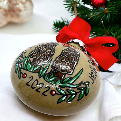Morel Mushroom Christmas Ornament: "I Love You Morel Every Year"
