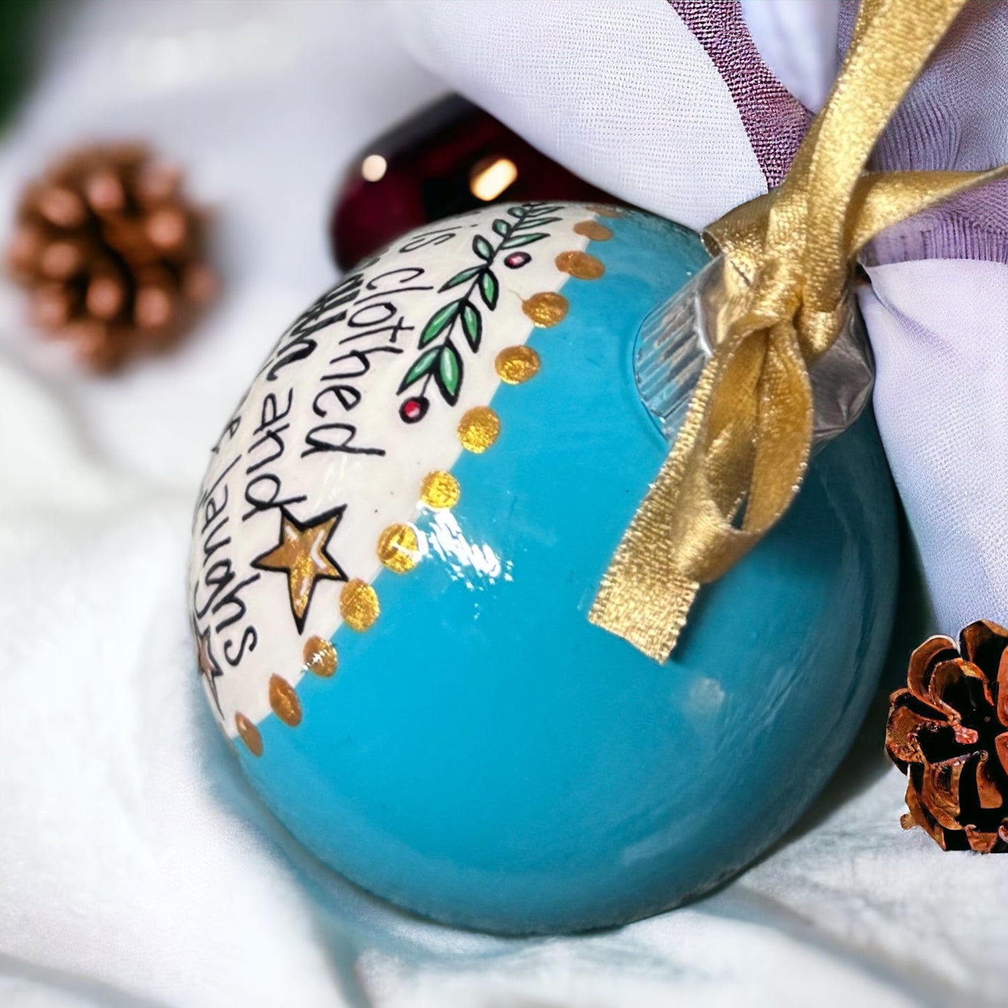 Christmas Ornament: “She is clothed in strength and dignity. She laughs without fear of the future.”