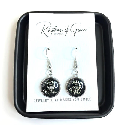 Embrace the Journey with "Happy Camper" Cabochon Dangle Earrings