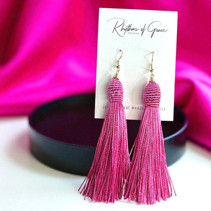 Tassel Power: Colorful Statement Dangle Earrings in 7 Bold Shades
