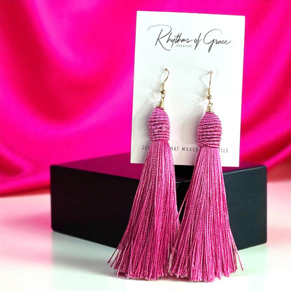 Tassel Power: Colorful Statement Dangle Earrings in 7 Bold Shades