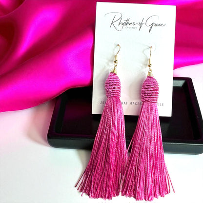 Tassel Power: Colorful Statement Dangle Earrings in 7 Bold Shades