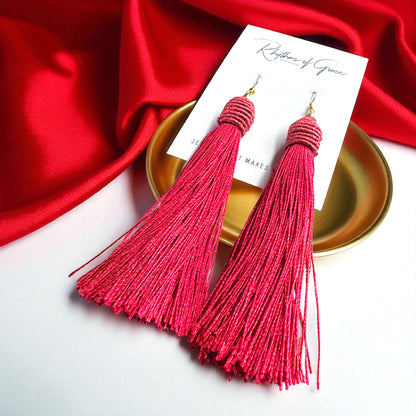 Tassel Power: Colorful Statement Dangle Earrings in 7 Bold Shades