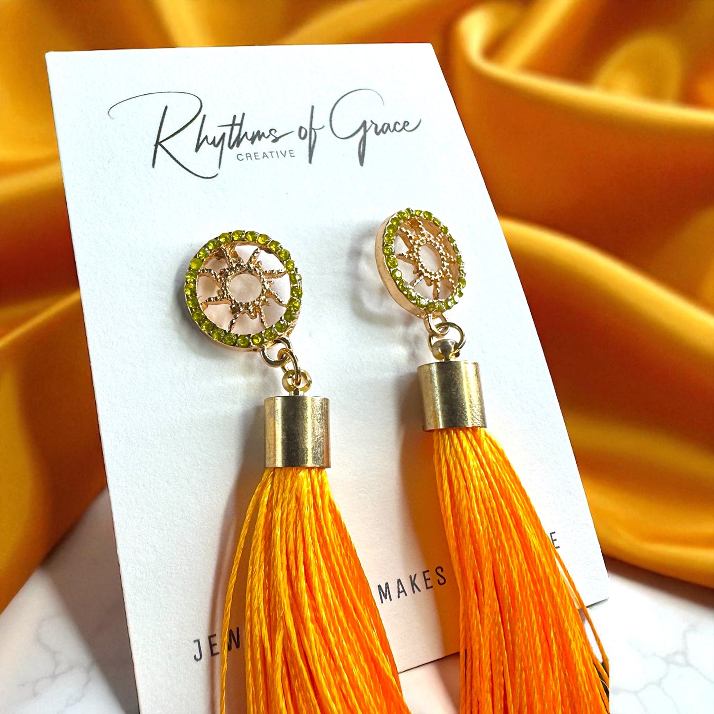 Shine Bright with Our Gold Tassel & Rhinestone Teardrop Dangle Earrings ✨
