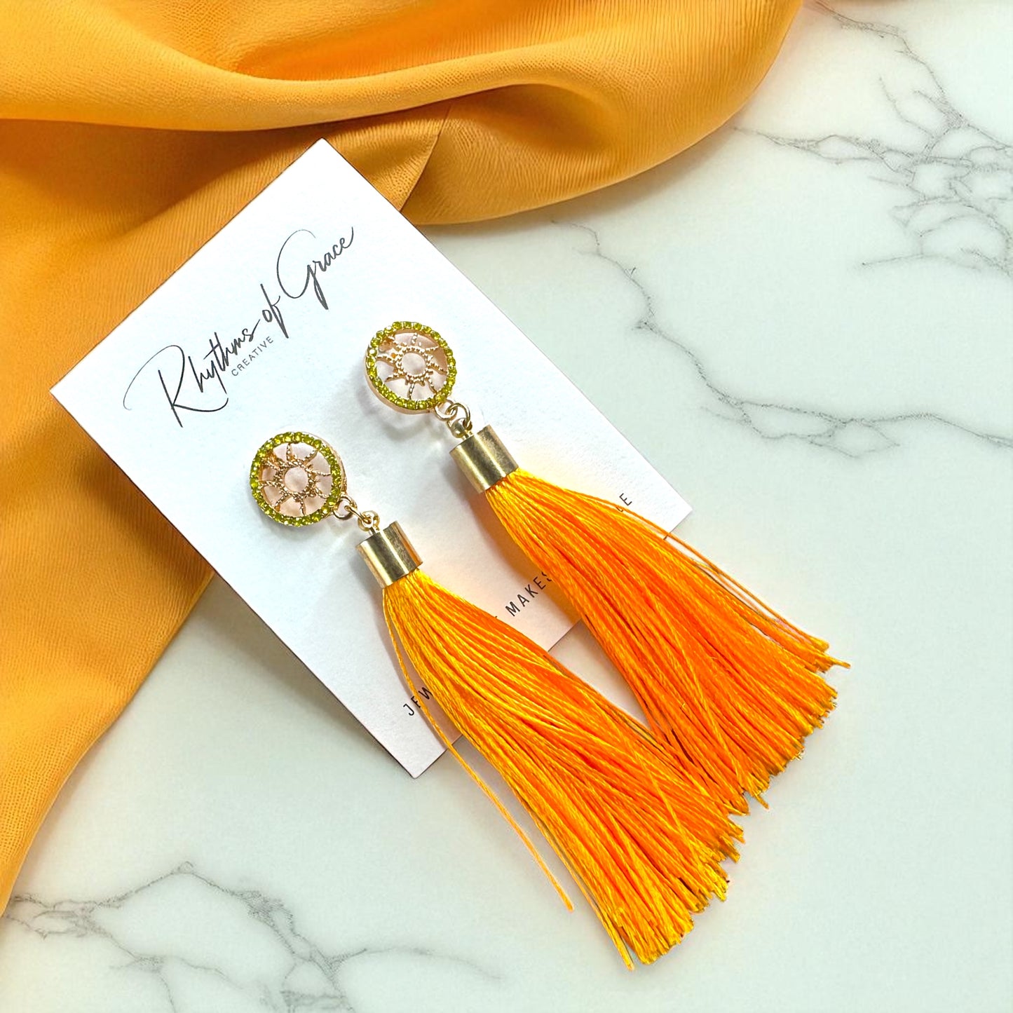 Shine Bright with Our Gold Tassel & Rhinestone Teardrop Dangle Earrings ✨